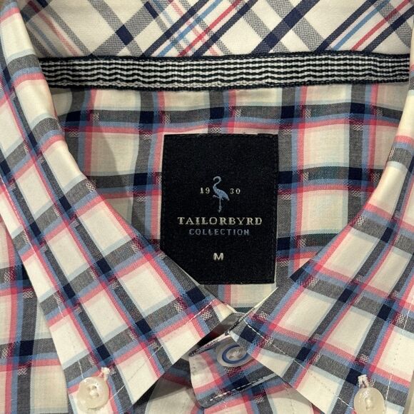 Tailorbyrd Button Down Shirt Men's Size Medium Pink Blue Long Sleeve - Picture 3 of 7